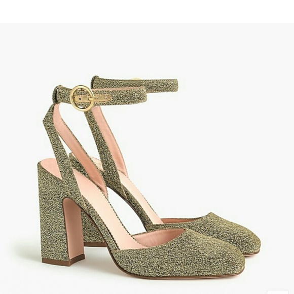 J. Crew Harlow Ankle Strap Pump in Gold Lurex NWOT - Picture 6 of 8
